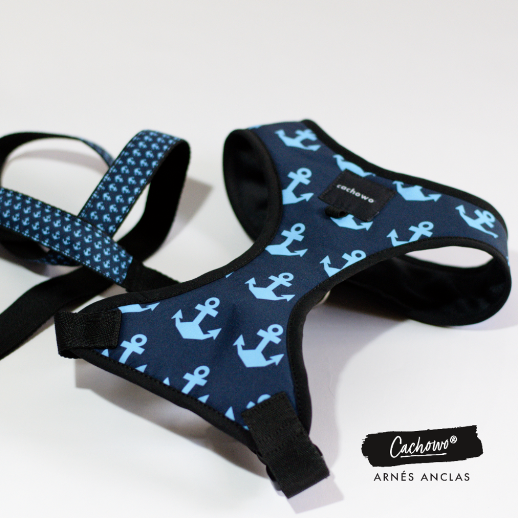 Arnés con correa para mascotas estampado Anclas - Cachowo