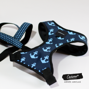 Arnés con correa para mascotas estampado Anclas_1